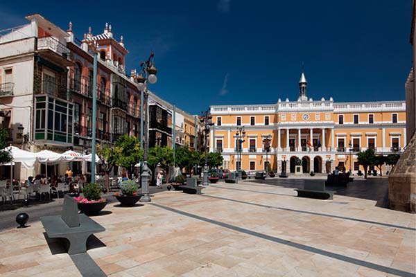 Plaza en la ciudad de Badajoz, en su centro histórico